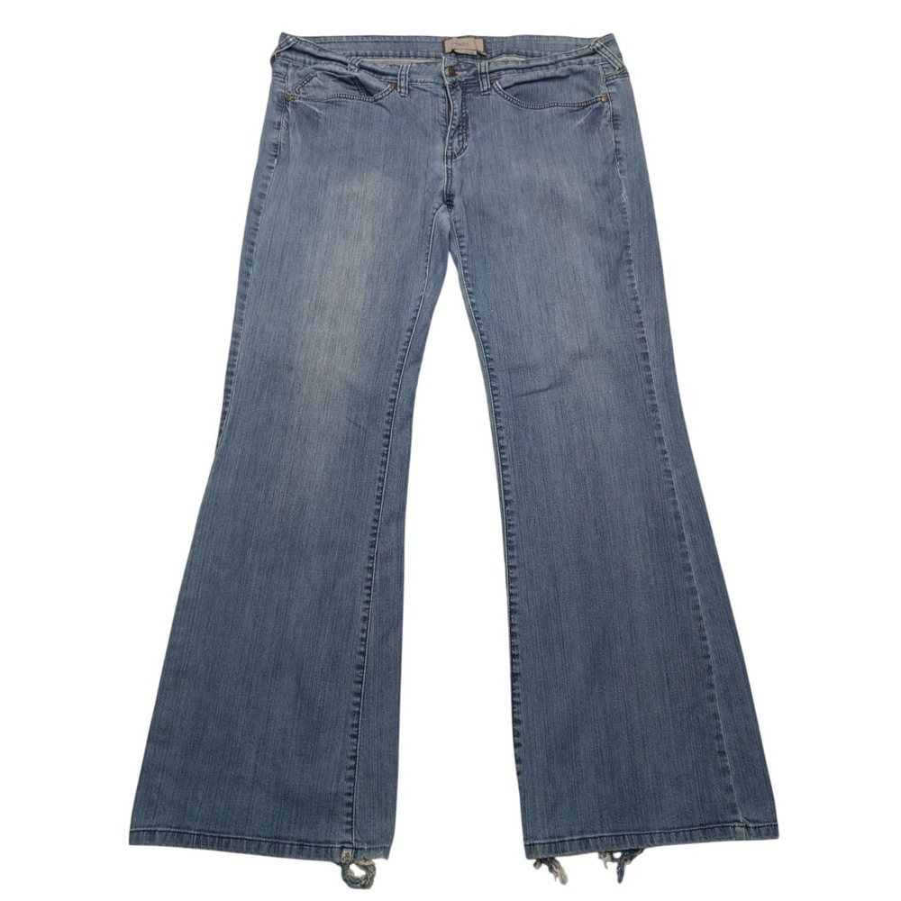 To The Max Flare Jeans Womens 18 Blue Denim Wide Leg Distressed TM404277